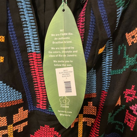 FARM Rio Black Cross Stich Midi dress Nwt // Anthropologie - Picture 7 of 9